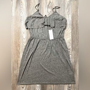 NEW Rebecca Taylor Heathered Cami Jersey Ruffle Strap Dress Heather Grey Medium